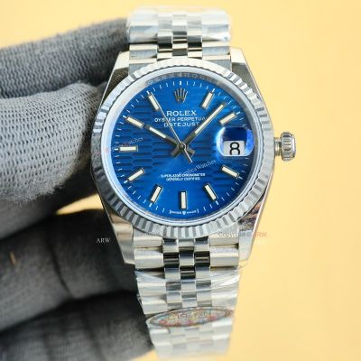 Clean Factory Rolex Datejust 2824 Blue Face Watch 36mm